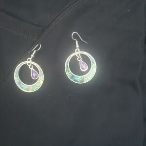 ☃️ Teal and Violet Hoop Earrings
